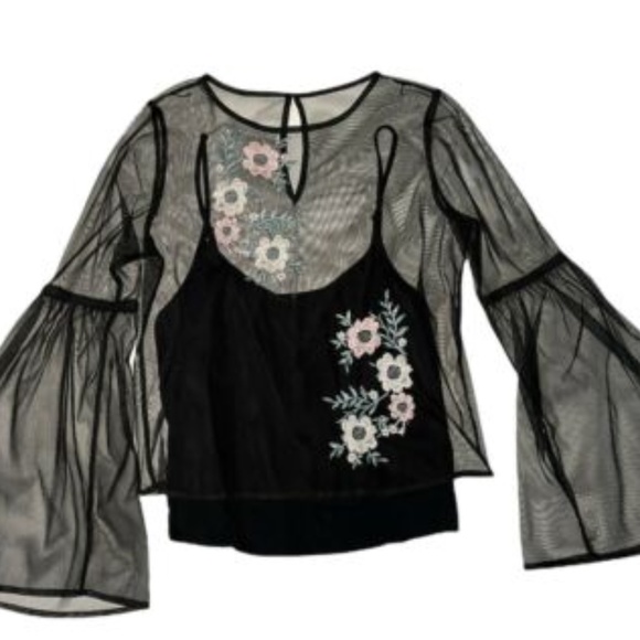 Hollister flower embroidered mesh blouse - Picture 3 of 3